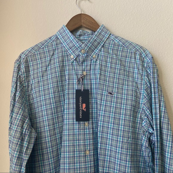 🆕 w/ Tags Vineyard Vines Blue Plaid Button Down - Picture 5 of 10